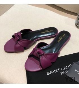 Yves Saint Laurent Bianca Slides In Smooth Leather Purple
