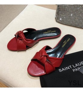 Yves Saint Laurent Bianca Slides In Smooth Leather Red