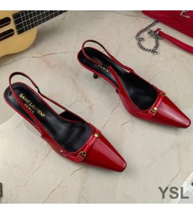 Yves Saint Laurent Blade Slingback Pumps In Patent Leather Red