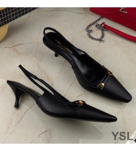 Yves Saint Laurent Blade Slingback Pumps In Smooth Leather Black