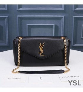 Yves Saint Laurent Calypso Bag In Plunged Lambskin Black/Gold