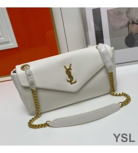 Yves Saint Laurent Calypso Bag In Plunged Lambskin White/Gold