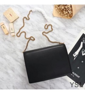 Yves Saint Laurent Cassandra Clasp Bag In Smooth Leather Black/Gold
