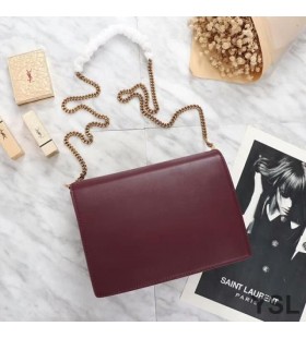 Yves Saint Laurent Cassandra Clasp Bag In Smooth Leather Burgundy/Gold