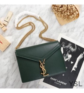 Yves Saint Laurent Cassandra Clasp Bag In Smooth Leather Green/Gold