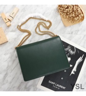 Yves Saint Laurent Cassandra Clasp Bag In Smooth Leather Green/Gold