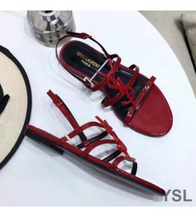 Yves Saint Laurent Cassandra Open Sandals In Patent Leather Red