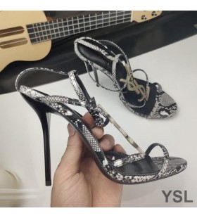 Yves Saint Laurent Cassandra Sandals In Python Leather Black