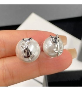 Yves Saint Laurent Cassandre Pearl Earrings In Metal Silver