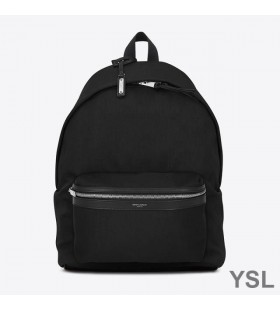 Yves Saint Laurent City Backpack In Canvas Black