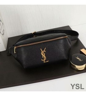 Yves Saint Laurent Classic Monogram Belt Bag In Textured Leather Black/Gold