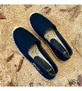 Yves Saint Laurent Embroidered Espadrilles In Canvas Black