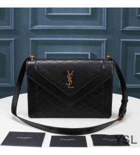 Yves Saint Laurent Gaby Satchel In Quilted Lambskin Black