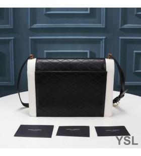 Yves Saint Laurent Gaby Satchel In Quilted Lambskin Black/White