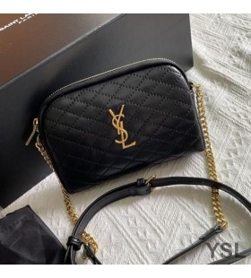 Yves Saint Laurent Gaby Zipped Pouch In Quilted Lambskin Black