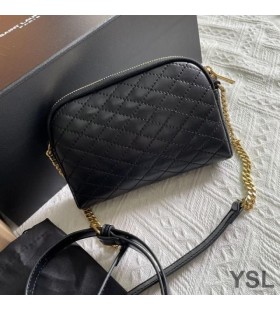 Yves Saint Laurent Gaby Zipped Pouch In Quilted Lambskin Black