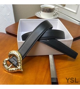 Yves Saint Laurent Heart Belt In Nappa Leather Black/Gold
