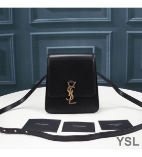 Yves Saint Laurent Kaia North/South Satchel In Vegetable-Tanned Leather Black/Gold