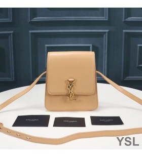 Yves Saint Laurent Kaia North/South Satchel In Vegetable-Tanned Leather Brown/Gold