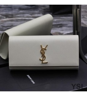 Yves Saint Laurent Kate Clutch In Grained Leather White/Gold