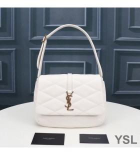 Yves Saint Laurent LE 57 Hobo Bag In Quilted Lambskin White/Gold