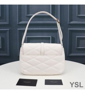 Yves Saint Laurent LE 57 Hobo Bag In Quilted Lambskin White/Gold