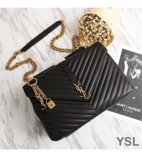 Yves Saint Laurent Large Classic College Chain Bag In Matelasse Leather Black/Gold