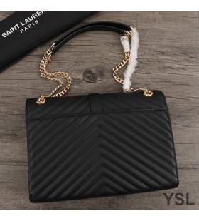 Yves Saint Laurent Large Envelope Chain Bag In Matelasse Leather Black/Gold