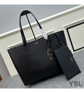 Yves Saint Laurent Large Shopping Bag In Leather Black