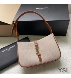 Yves Saint Laurent Le 5 A 7 Hobo Bag In Canvas Beige/Brown