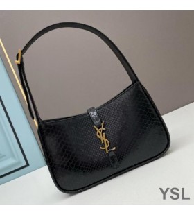 Yves Saint Laurent Le 5 A 7 Hobo Bag In Python Leather Black/Gold