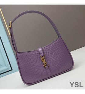 Yves Saint Laurent Le 5 A 7 Hobo Bag In Python Leather Purple/Gold