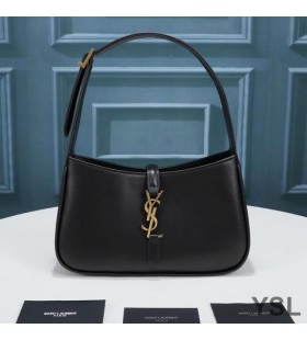 Yves Saint Laurent Le 5 A 7 Hobo Bag In Smooth Leather Black/Gold
