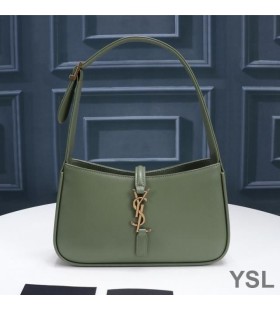 Yves Saint Laurent Le 5 A 7 Hobo Bag In Smooth Leather Green/Gold