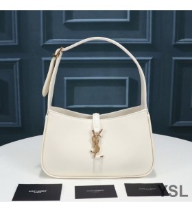 Yves Saint Laurent Le 5 A 7 Hobo Bag In Smooth Leather White/Gold