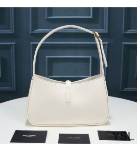 Yves Saint Laurent Le 5 A 7 Hobo Bag In Smooth Leather White/Gold