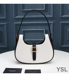 Yves Saint Laurent Le Fermoir Hobo Bag In Shiny Leather White