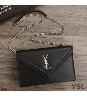 Yves Saint Laurent Le Sept Chain Bag In Leather Black/Silver