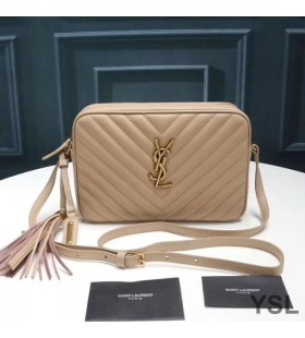 Yves Saint Laurent Lou Camera Bag In Matelasse Leather Apricot/Gold