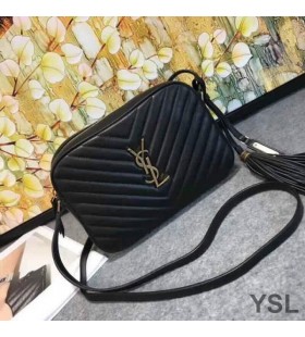 Yves Saint Laurent Lou Camera Bag In Matelasse Leather Black/Gold