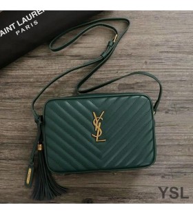 Yves Saint Laurent Lou Camera Bag In Matelasse Leather Green/Gold