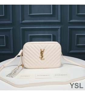Yves Saint Laurent Lou Camera Bag In Matelasse Leather White/Gold