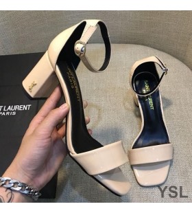 Yves Saint Laurent Loulou 70 Sandals In Patent Leather Apricot