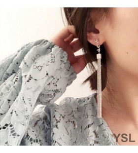 Yves Saint Laurent Loulou Earrings With Chain Tassels In Brass Silver
