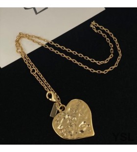 Yves Saint Laurent Love Heart Pendant Necklace In Metal Gold