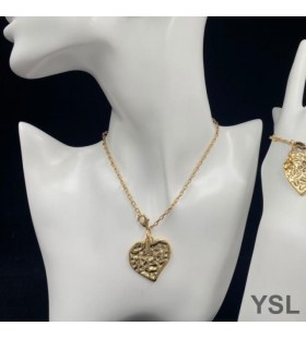 Yves Saint Laurent Love Heart Pendant Necklace In Metal Gold