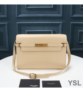 Yves Saint Laurent Manhattan Shoulder Bag In Smooth Leather Apricot/Gold