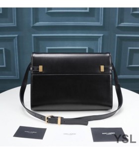 Yves Saint Laurent Manhattan Shoulder Bag In Smooth Leather Black/Gold