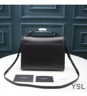 Yves Saint Laurent Medium Cassandra Top Handle Bag In Grained Leather Black/Gold