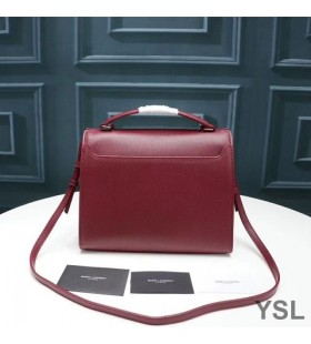 Yves Saint Laurent Medium Cassandra Top Handle Bag In Grained Leather Burgundy/Gold